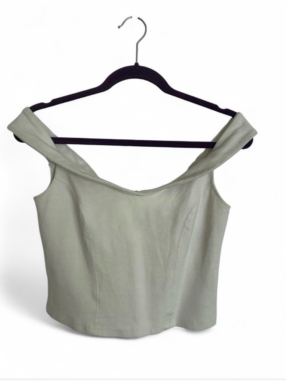 Alythea Off-Shoulder Off-White Crop Top Medium